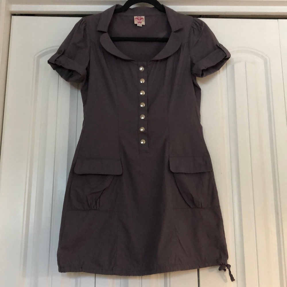 Cute 100% organic cotton dark grey mini dress